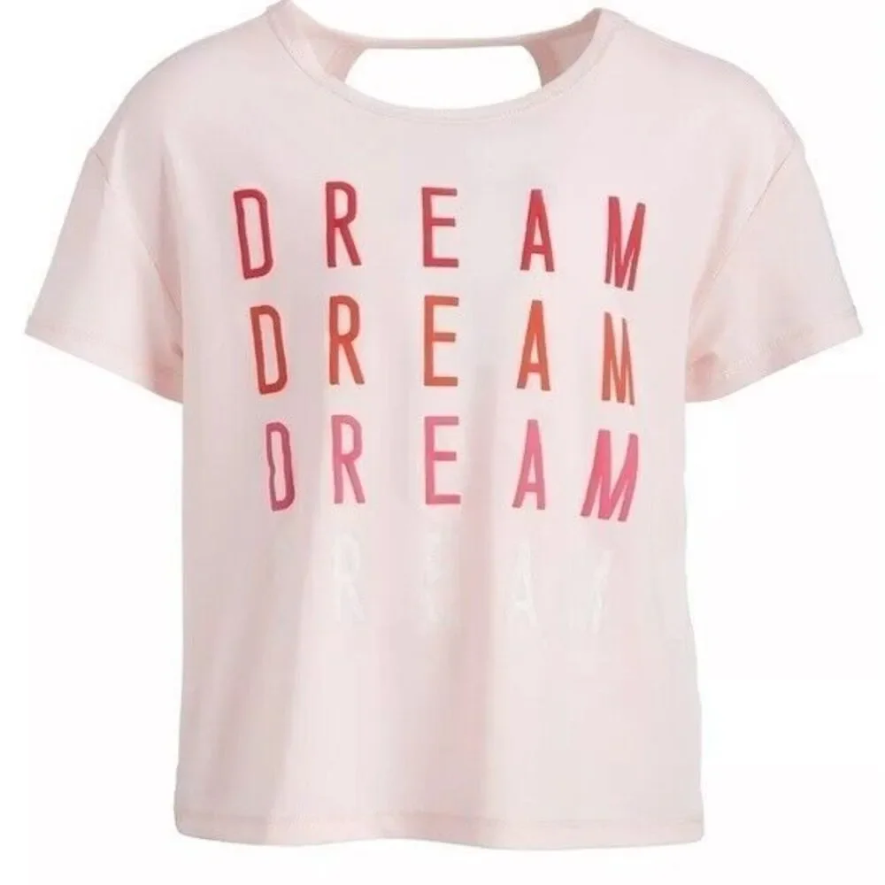 ID IDEOLOGY Big Girls Dream Open Back T-Shirt pink polish size 10